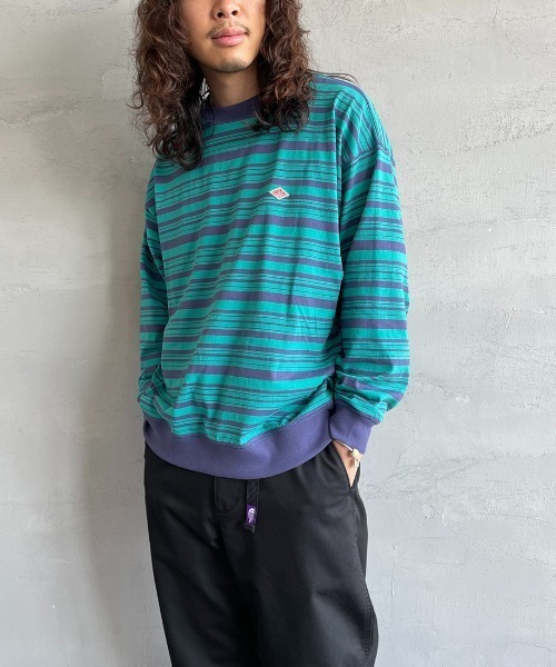 DANTON（ダントン）の「[DANTON/ダントン] スウェットライク ワンポイントロゴボーダーTシャツ（Tシャツ/カットソー・レディース・ネイビー/グリーン・L/XL/M）」の12枚目の写真