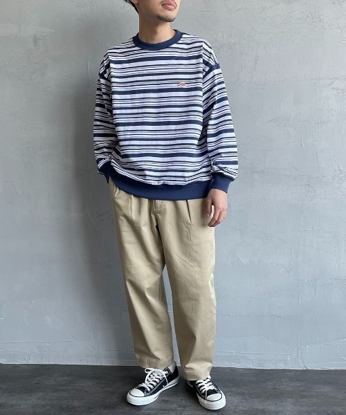 DANTON/ダントン] スウェットライク ワンポイントロゴボーダーT