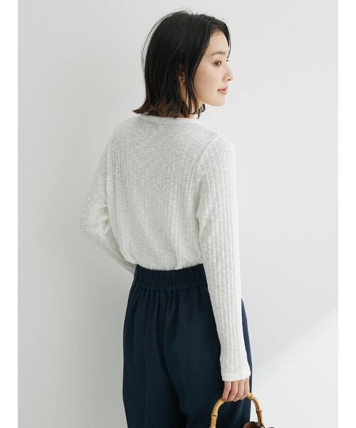 Sugar spoon(シュガースプーン)の「・SUGAR SPOON アイレットリブロンT(Tシャツ/カットソー・レディース・サックスブルー/グレイッシュベージュ/ブラック/オフホワイト・FREE)」の9枚目の写真