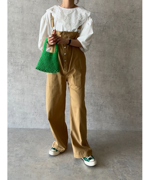 owndaily（オンデイリー）の「コットンサロペット（サロペット/オーバーオール・レディース・ブラック/アイボリー/ベージュ・FREE）」の16枚目の写真