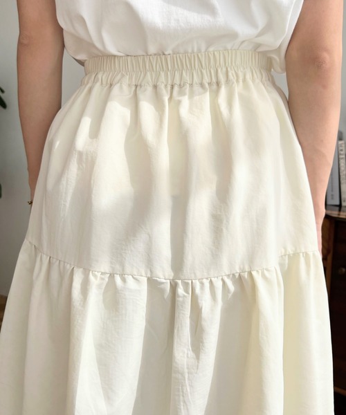 moment+（モーメントプラス）の「ティアードスカート（スカート・レディース・ブラック/カーキ/アイボリー・L/M）」の11枚目の写真
