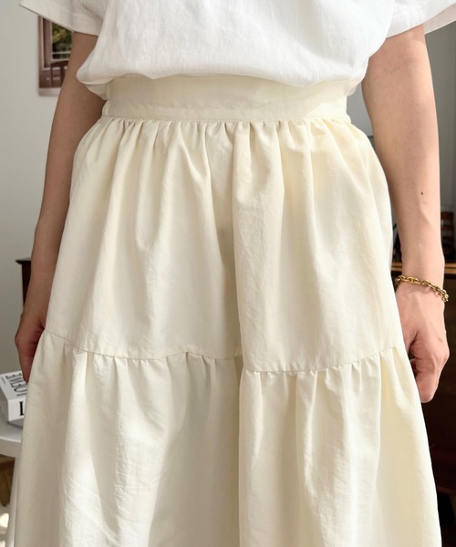 moment+（モーメントプラス）の「ティアードスカート（スカート・レディース・ブラック/カーキ/アイボリー・L/M）」の9枚目の写真