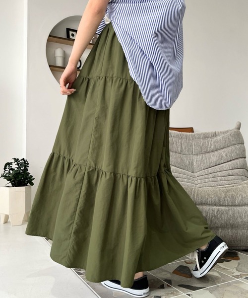 moment+（モーメントプラス）の「ティアードスカート（スカート・レディース・ブラック/カーキ/アイボリー・L/M）」の22枚目の写真