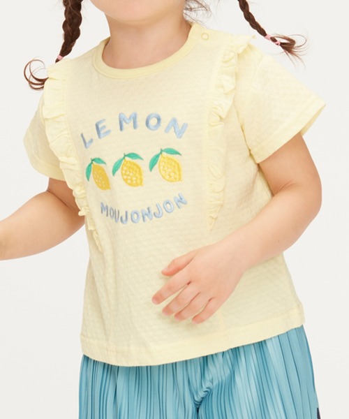 セール】フルーツ刺繍フリル付き半袖Tシャツ（Tシャツ/カットソー 