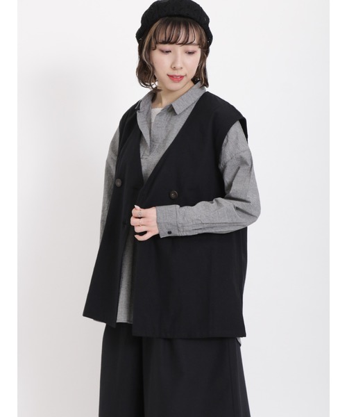 Samansa Mos2（サマンサ モスモス）の「【リンネル5月号掲載アイテム】【UVカット】着回し力アップベスト（ベスト・レディース・キナリ/ベージュ/ブラック・ﾌﾘ-）」の3枚目の写真