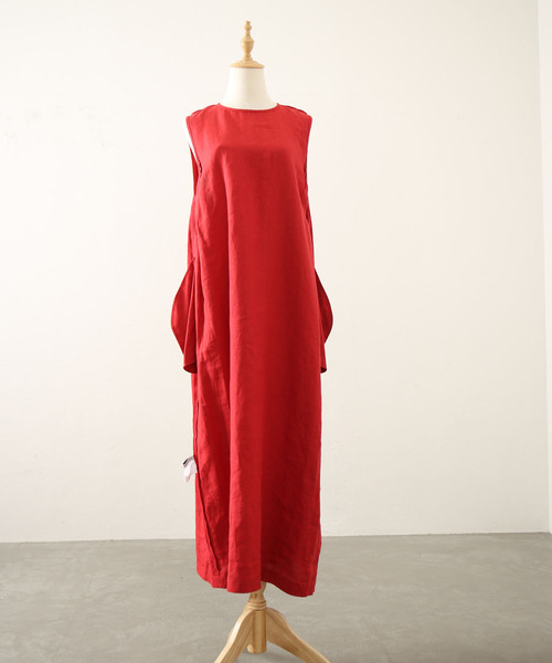 セール】リネンキャンバスノースリーブワンピース（ワンピース