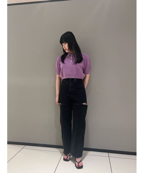 MOUSSY（マウジー）の「MARINE CROPPED KNIT トップス（ニット