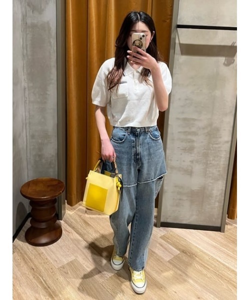 MOUSSY（マウジー）の「MARINE CROPPED KNIT トップス（ニット/セーター・レディース・ホワイト/ネイビー/パープル/ライトブルー・FREE）」の18枚目の写真