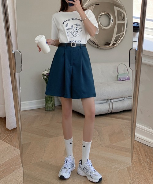 DAY CLOSET（デイ クローゼット）の「レディース フレアハーフタックパンツ（その他パンツ・レディース・ラベンダー/ブラック/ブルー系その他/ライトベージュ/ダークブラウン/ブラウン系その他・M/XL/S/L）」の19枚目の写真