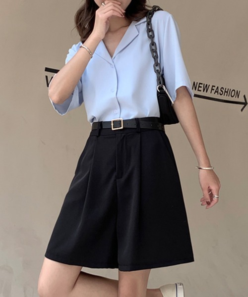 DAY CLOSET（デイ クローゼット）の「レディース フレアハーフタックパンツ（その他パンツ・レディース・ラベンダー/ブラック/ブルー系その他/ライトベージュ/ダークブラウン/ブラウン系その他・M/XL/S/L）」の10枚目の写真