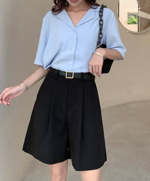 DAY CLOSET（デイ クローゼット）の「レディース フレアハーフタックパンツ（その他パンツ・レディース・ラベンダー/ブラック/ブルー系その他/ライトベージュ/ダークブラウン/ブラウン系その他・M/XL/S/L）」の11枚目の写真