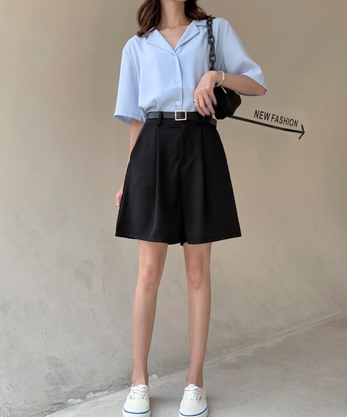 DAY CLOSET（デイ クローゼット）の「レディース フレアハーフタックパンツ（その他パンツ・レディース・ラベンダー/ブラック/ブルー系その他/ライトベージュ/ダークブラウン/ブラウン系その他・M/XL/S/L）」の12枚目の写真