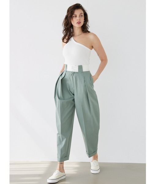 ALEXIA STAM（アリシアスタン）の「Contrast Belt Tuck Pants / ボリュームタックパンツ（その他パンツ・レディース・ピンク系その他/サンドベージュ/グリーン・S/M）」の16枚目の写真