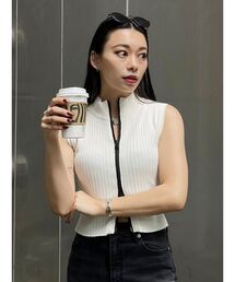 EVRIS | ジップデザインノースリーブニット(タンクトップ)