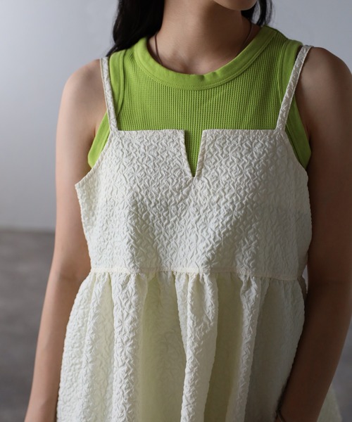 Bonjour Sagan（ボンジュールサガン）の「ふくれジャガードビスチェキャミソール（キャミソール・レディース・ブラック/アイボリー・FREE）」の9枚目の写真