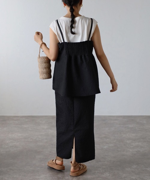 Bonjour Sagan（ボンジュールサガン）の「ふくれジャガードビスチェキャミソール（キャミソール・レディース・ブラック/アイボリー・FREE）」の20枚目の写真