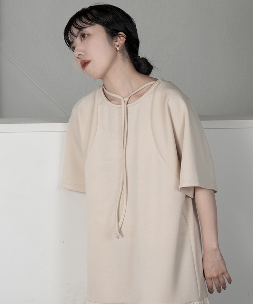 lawgy(ラウジー)の「tiered neck design op(ワンピース・レディース・ベージュ/ブラック・FREE)」の17枚目の写真