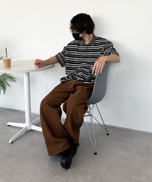 sedacle(セダクル)の「レトロマルチボーダーポロ(ポロシャツ・メンズ・ブラウン/ブラック/グリーン・LARGE/MEDIUM)」の10枚目の写真
