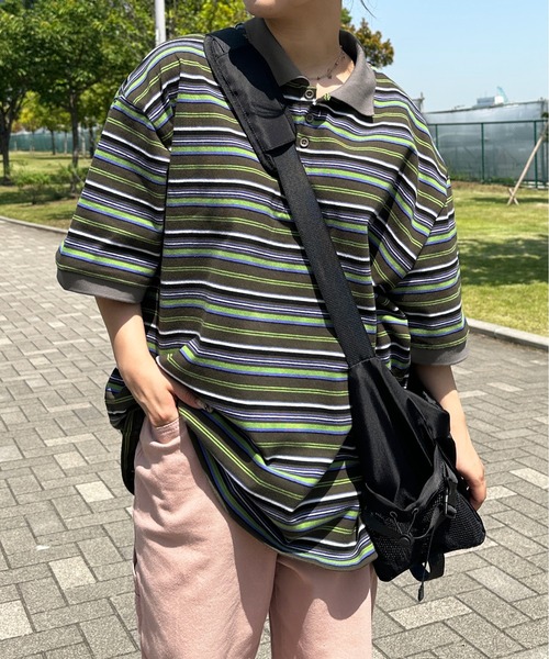 sedacle(セダクル)の「レトロマルチボーダーポロ(ポロシャツ・メンズ・ブラウン/ブラック/グリーン・LARGE/MEDIUM)」の16枚目の写真