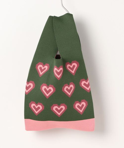 Fun & Daily(ファンアンドデイリー)の「レトロハートマルシェバッグ(ハンドバッグ・レディース・グリーン/ブラウン・FREE)」の5枚目の写真