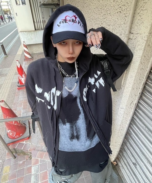 XU(エックスユー)の「韓国ファッション XU エックスユー damage sleeveless ダメージスリーブレス ダメージノースリーブ ダメージTシャツ(Tシャツ/カットソー・メンズ・ベージュ/ブラック/ホワイト/チャコールグレー/カーキ・ONE SIZE)」の2枚目の写真