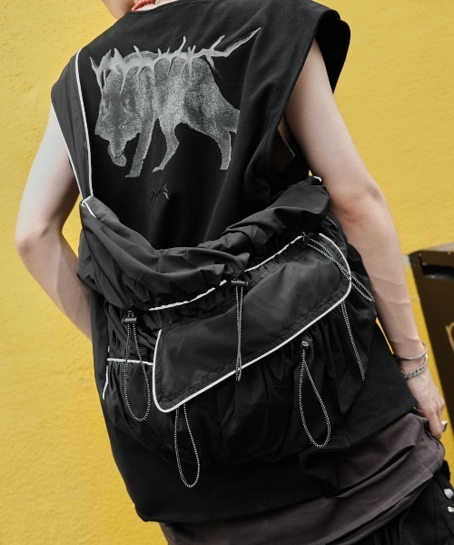 XU(エックスユー)の「韓国ファッション XU エックスユー damage sleeveless ダメージスリーブレス ダメージノースリーブ ダメージTシャツ(Tシャツ/カットソー・メンズ・ベージュ/ブラック/ホワイト/チャコールグレー/カーキ・ONE SIZE)」の9枚目の写真