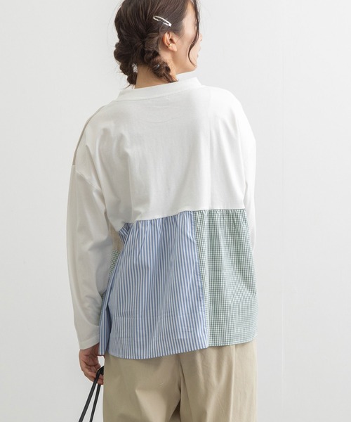 POU DOU DOU（プードゥドゥ）の「パッチワークギャザートップス（Tシャツ/カットソー・レディース・ブラック/スミクロ/オフホワイト・3）」の14枚目の写真