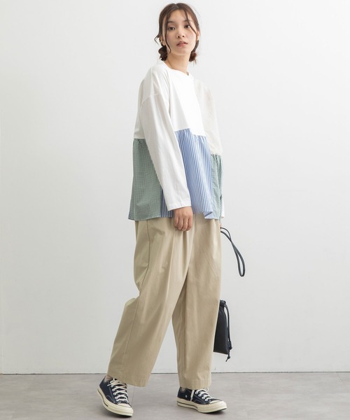 POU DOU DOU（プードゥドゥ）の「パッチワークギャザートップス（Tシャツ/カットソー・レディース・ブラック/スミクロ/オフホワイト・3）」の18枚目の写真