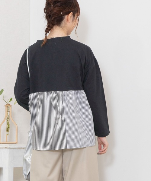 POU DOU DOU（プードゥドゥ）の「パッチワークギャザートップス（Tシャツ/カットソー・レディース・ブラック/スミクロ/オフホワイト・3）」の20枚目の写真