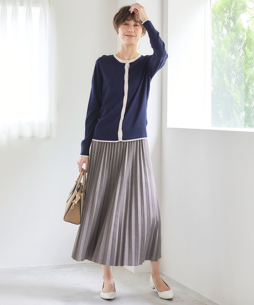 CROSS FUNCTION（クロスファンクション）の「おうちで洗える　バイカラークルーネックカーディガン【CF/クロスファンクション】（カーディガン/ボレロ・レディース・ライトベージュ/チャコールグレー・M/L）」の19枚目の写真