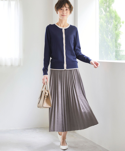 CROSS FUNCTION（クロスファンクション）の「おうちで洗える　バイカラークルーネックカーディガン【CF/クロスファンクション】（カーディガン/ボレロ・レディース・ライトベージュ/チャコールグレー・M/L）」の20枚目の写真