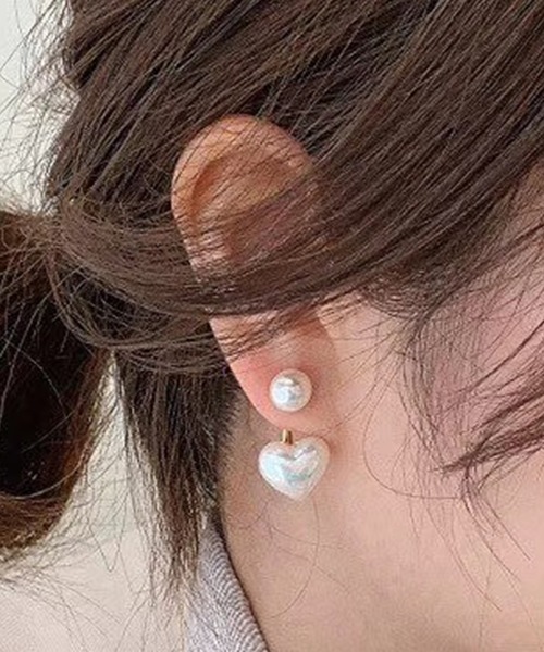leune(ルネ)の「ハートパールピアス(ピアス(両耳用)・レディース・シルバー/ゴールド・FREE)」の2枚目の写真