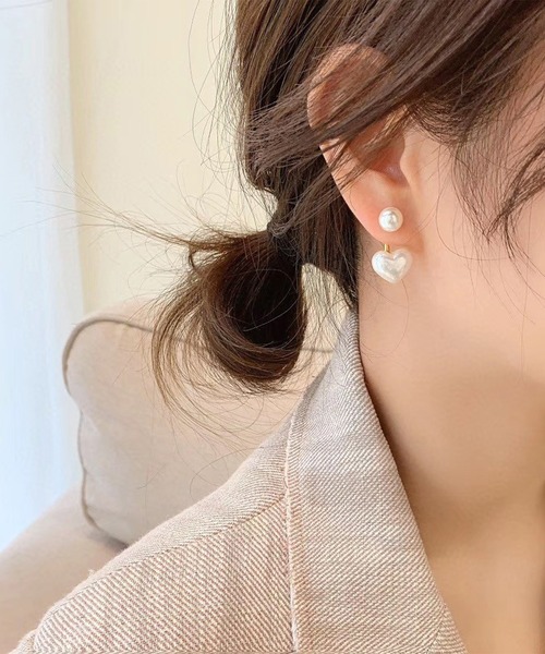 leune(ルネ)の「ハートパールピアス(ピアス(両耳用)・レディース・シルバー/ゴールド・FREE)」の3枚目の写真