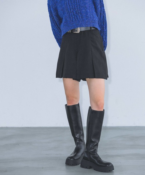 【 】CKJ プリーツフレアショートパンツ◆送料無料◆ カットオフプリーツフレアショートパンツ | レディース