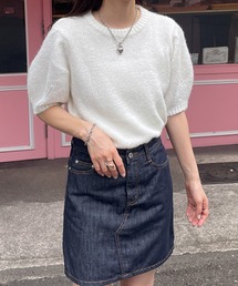 LE MORE | パフスリーブモヘアタッチ半袖ニット(ニット/セーター)