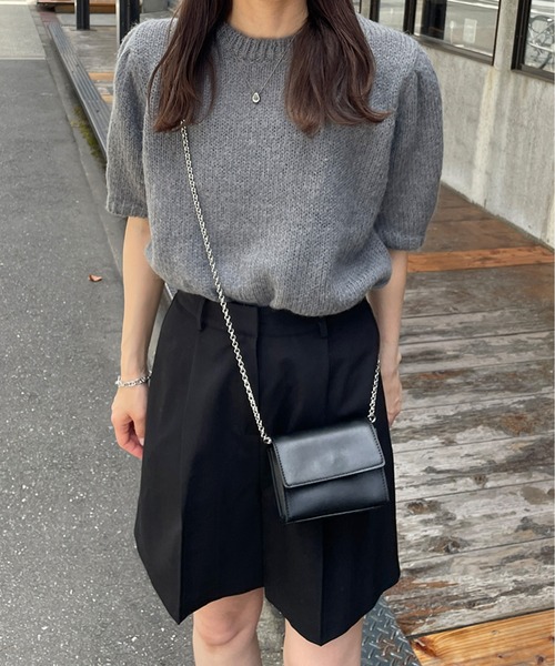 パフスリーブモヘアタッチ半袖ニット（ニット/セーター）｜LE