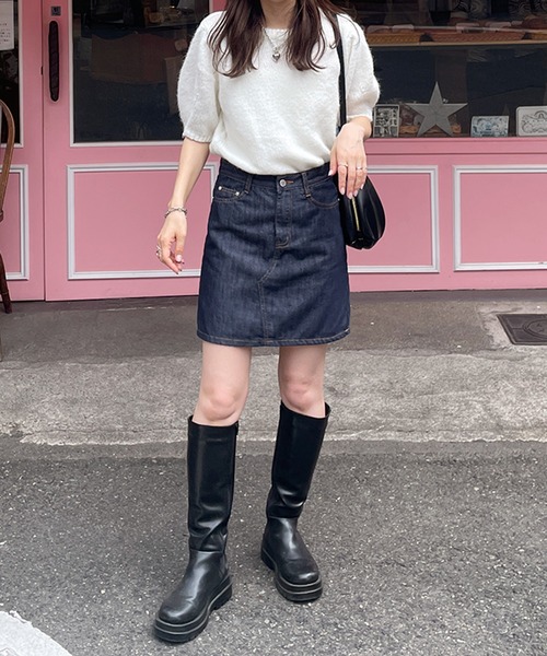 LE MORE(リモア)の「パフスリーブモヘアタッチ半袖ニット(ニット/セーター・レディース・グレー/ベージュ/アイボリー・FREE)」の8枚目の写真