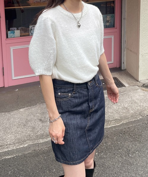 LE MORE(リモア)の「パフスリーブモヘアタッチ半袖ニット(ニット/セーター・レディース・グレー/ベージュ/アイボリー・FREE)」の11枚目の写真