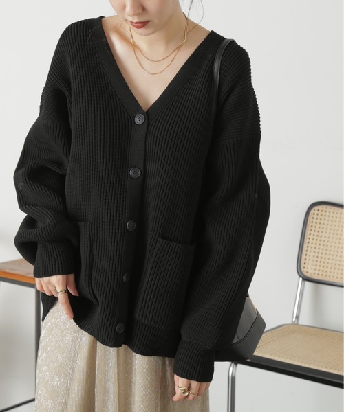 FREE'S MART（フリーズマート）の「◆［洗える］マシンウォッシャブエコルミドル丈カーディガン（カーディガン/ボレロ・レディース・ブラック/ピンク/ブルー/オフホワイト・FREE）」の3枚目の写真