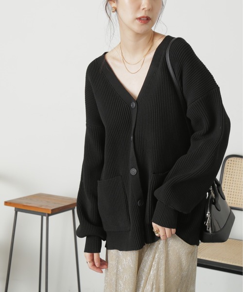 FREE'S MART（フリーズマート）の「◆［洗える］マシンウォッシャブエコルミドル丈カーディガン（カーディガン/ボレロ・レディース・ブラック/ピンク/ブルー/オフホワイト・FREE）」の5枚目の写真