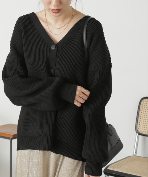 FREE'S MART（フリーズマート）の「◆［洗える］マシンウォッシャブエコルミドル丈カーディガン（カーディガン/ボレロ・レディース・ブラック/ピンク/ブルー/オフホワイト・FREE）」の6枚目の写真