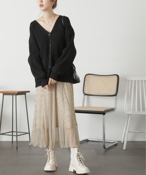 FREE'S MART（フリーズマート）の「◆［洗える］マシンウォッシャブエコルミドル丈カーディガン（カーディガン/ボレロ・レディース・ブラック/ピンク/ブルー/オフホワイト・FREE）」の8枚目の写真