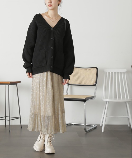 FREE'S MART（フリーズマート）の「◆［洗える］マシンウォッシャブエコルミドル丈カーディガン（カーディガン/ボレロ・レディース・ブラック/ピンク/ブルー/オフホワイト・FREE）」の9枚目の写真