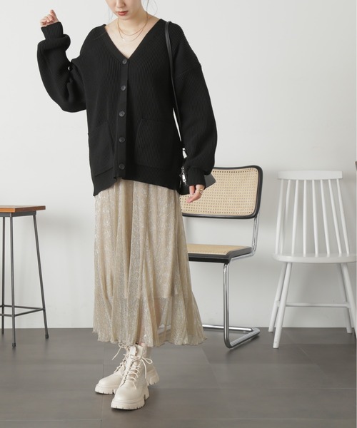 FREE'S MART（フリーズマート）の「◆［洗える］マシンウォッシャブエコルミドル丈カーディガン（カーディガン/ボレロ・レディース・ブラック/ピンク/ブルー/オフホワイト・FREE）」の10枚目の写真