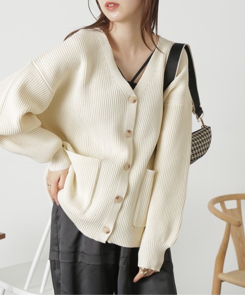 FREE'S MART（フリーズマート）の「◆［洗える］マシンウォッシャブエコルミドル丈カーディガン（カーディガン/ボレロ・レディース・ブラック/ピンク/ブルー/オフホワイト・FREE）」の13枚目の写真