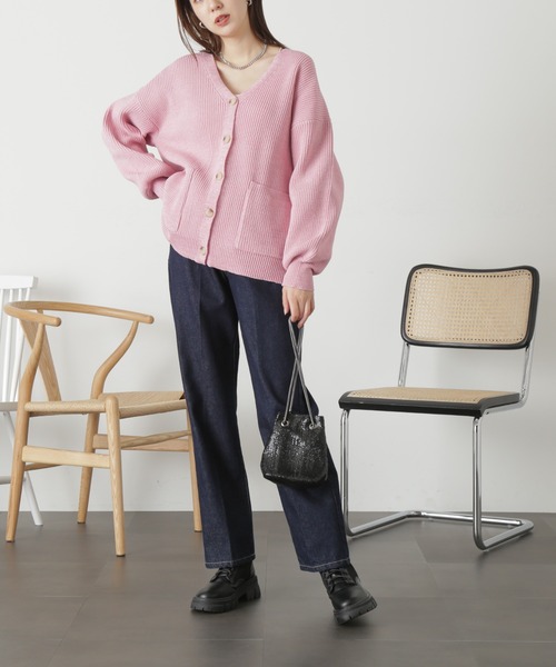 FREE'S MART（フリーズマート）の「◆［洗える］マシンウォッシャブエコルミドル丈カーディガン（カーディガン/ボレロ・レディース・ブラック/ピンク/ブルー/オフホワイト・FREE）」の21枚目の写真