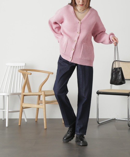 FREE'S MART（フリーズマート）の「◆［洗える］マシンウォッシャブエコルミドル丈カーディガン（カーディガン/ボレロ・レディース・ブラック/ピンク/ブルー/オフホワイト・FREE）」の22枚目の写真