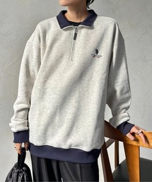 1ポイント刺繍裏起毛ハーフジップ