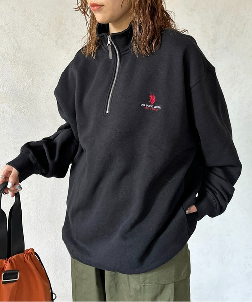 U.S. POLO ASSN.(ユーエスポロアッスン)の「1ポイント刺繍裏起毛ハーフジップ(スウェット・メンズ・グリーン/グレー/ブラック/ネイビー/アイボリー・LARGE/X-LARGE/MEDIUM)」の6枚目の写真