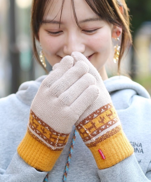 チチカカ（チチカカ）の「アニマルボーダー手袋（手袋・レディース・ベージュ/ブラック/グレー・FREE）」の6枚目の写真